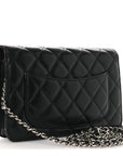 Lambskin Quilted Wallet On Chain WOC Black