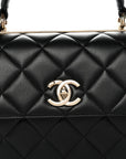 Lambskin Quilted Small Trendy CC Dual Handle Flap Bag Black