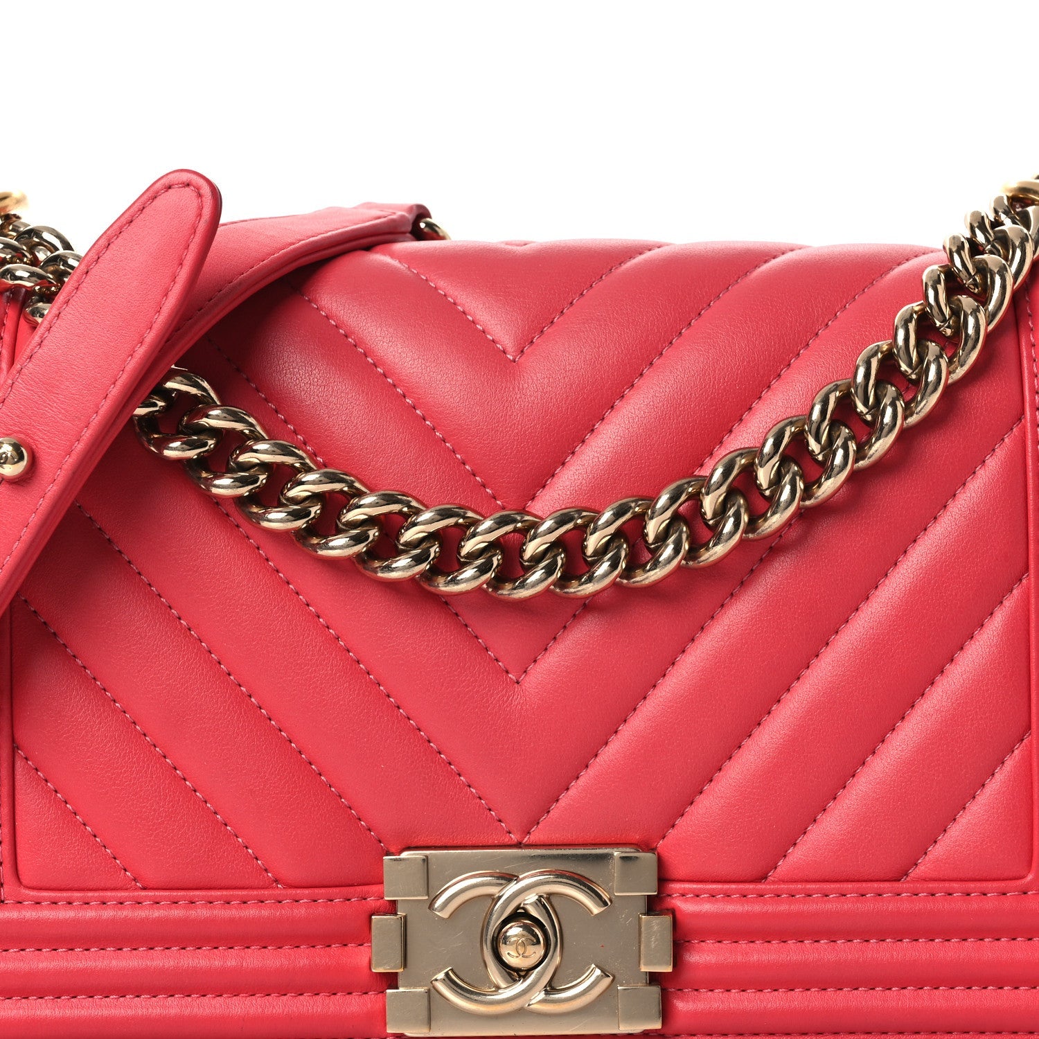 Calfskin Chevron Quilted Medium Boy Flap Pink
