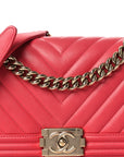 Calfskin Chevron Quilted Medium Boy Flap Pink