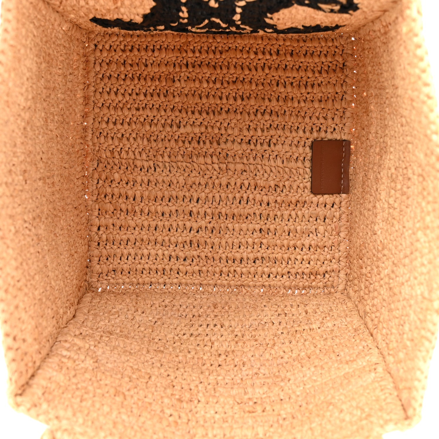 Raffia Calfskin Triomphe Cube Tote Natural Black