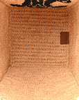 Raffia Calfskin Triomphe Cube Tote Natural Black