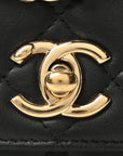 Lambskin Quilted Trendy CC Wallet On Chain WOC Black