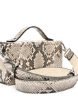 Snakeskin Baguette Soft Trunk White Camelia