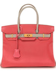 Chevre Mysore Horseshoe Birkin 30  Rose Lipstick Gris Perle