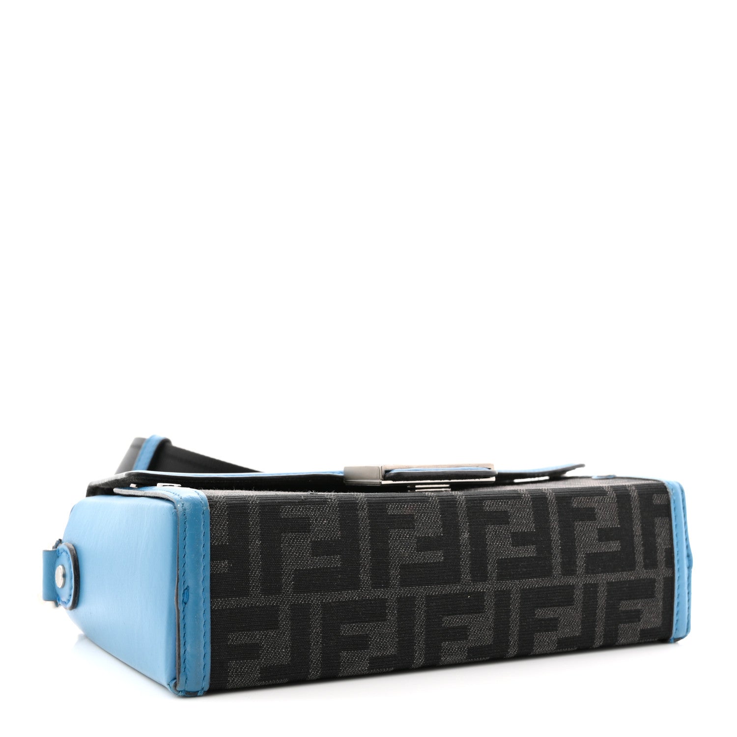 Recycled Fabric Jacquard Vitello King FF 1974 Baguette Soft Trunk Asfalto Black Fiordaliso