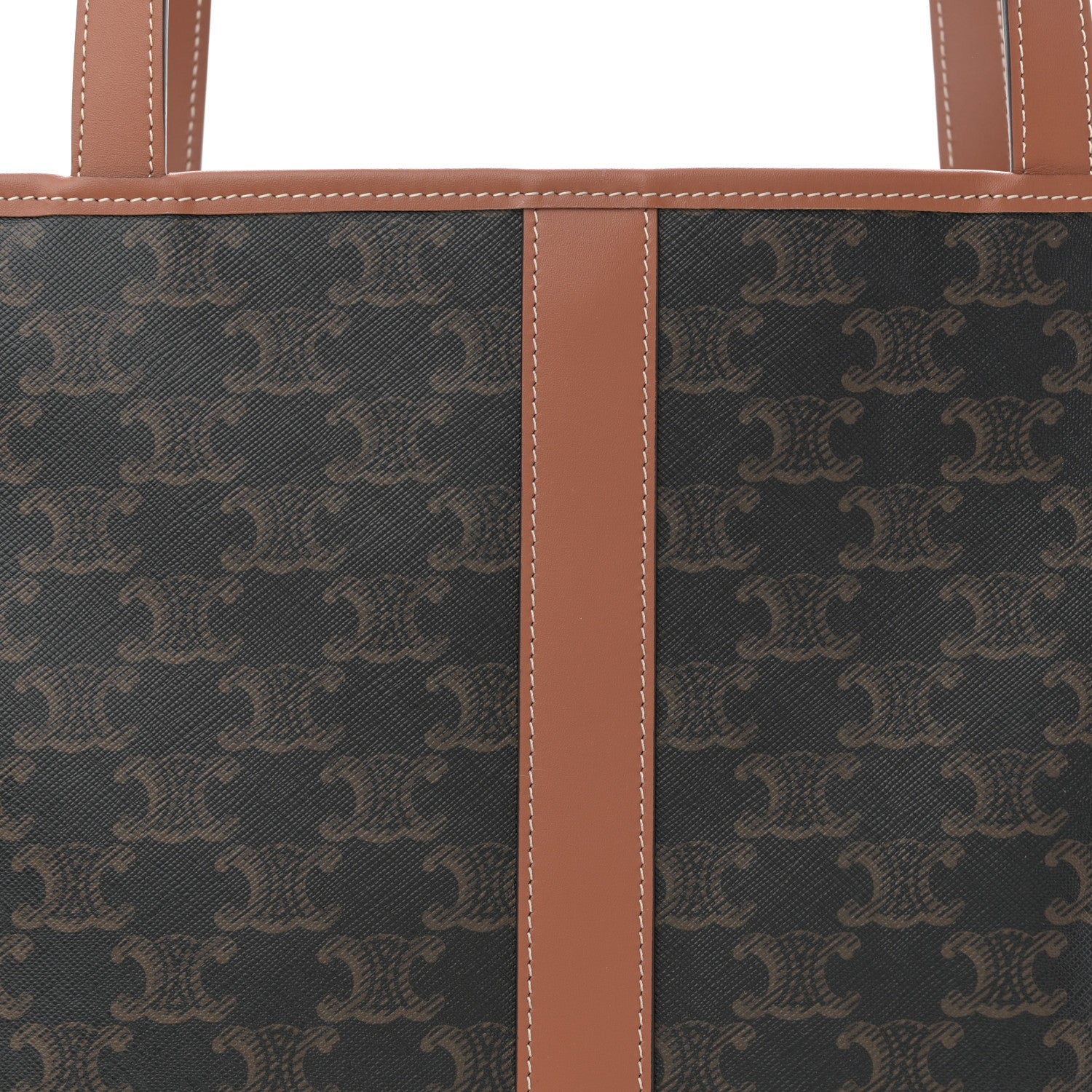 Triomphe Canvas Calfskin Medium Cabas Bag Tan