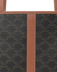 Triomphe Canvas Calfskin Medium Cabas Bag Tan