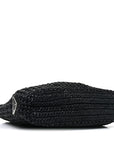Yarn Raffia Effect Crochet Small Logo Tote Black