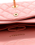 Caviar Quilted Medium Double Flap Pink