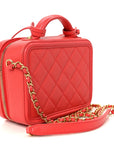 Caviar Quilted Small CC Filigree Vanity Case Red