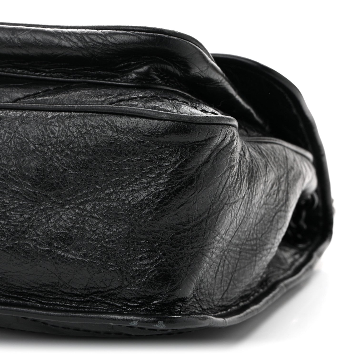 Crinkled Calfskin Matelasse Monogram Medium Niki Chain Satchel Black