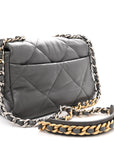 Lambskin Quilted Medium CHNL 19 Flap Dark Grey