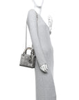 Satin Crystal Cannage Mini Lady D1OR Gray