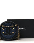 Caviar Quilted Round Filigree Crossbody Navy Black