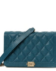 Caviar Quilted Boy Wallet On Chain WOC Blue