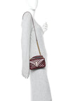 Shiny Calfskin Matelasse Chevron Monogram Mini College Bag Deep Hot Wine