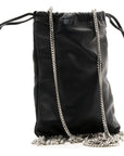 Nappa Starlight Crystal Fringe Trick Pouch On Strap Black