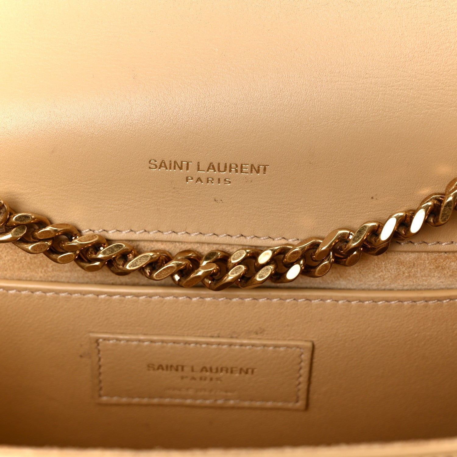 Metallic Calfskin Small Classic Monogram Kate Tassel Satchel Gold
