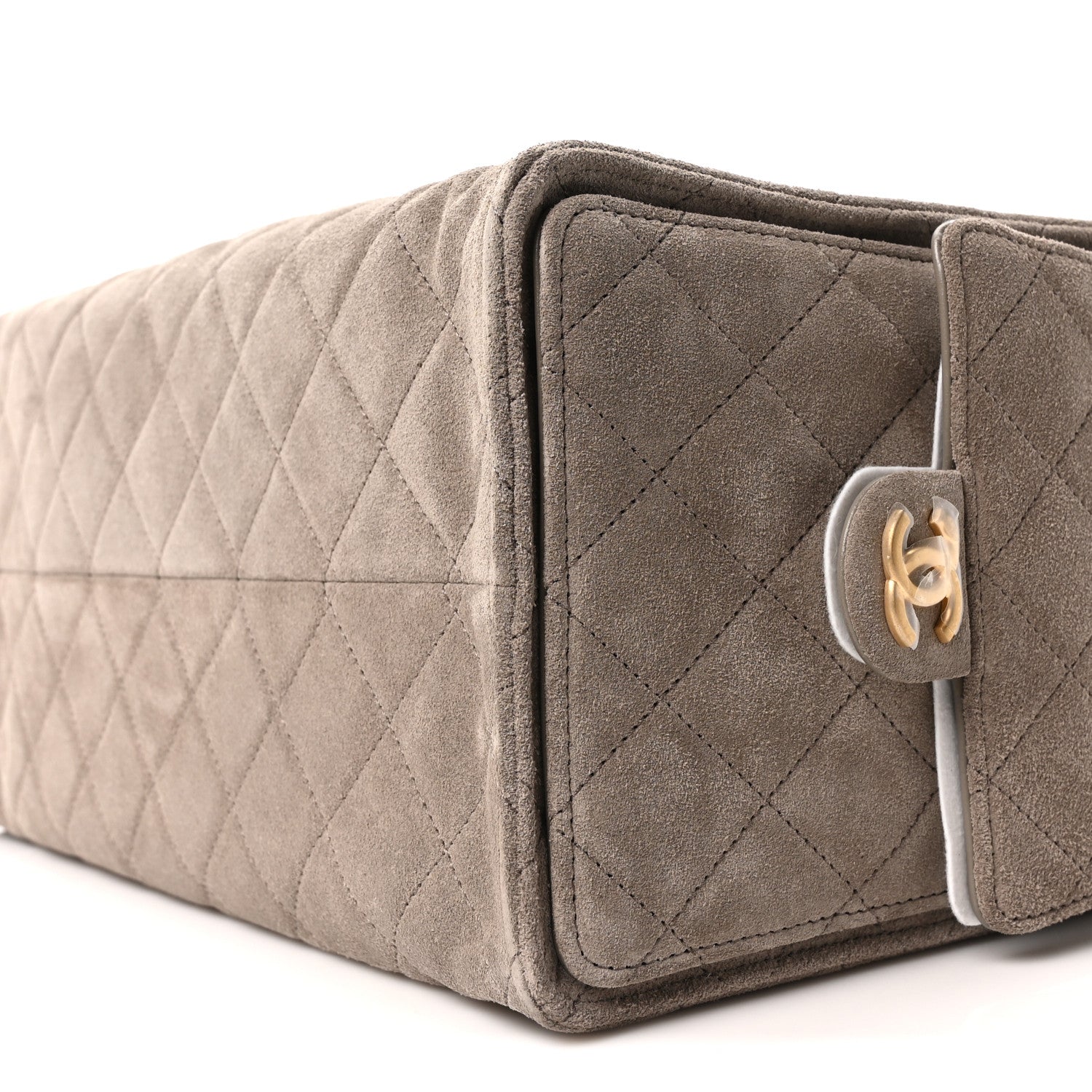 Suede Quilted Medium CHNL 25 Handbag Dark Grey