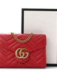 Calfskin Matelasse GG Marmont Chain Wallet Hibiscus Red