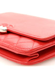 Grained Calfskin Quilted CC Box Wallet On Chain WOC Red