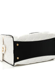 Braided Raffia Calfskin Quilted Small CHNL 25 Handbag White Black