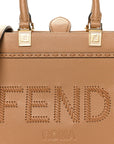 Vitello Santa Barbara Woven Logo Small FNDI Sunshine Shopper Tote Cappucino