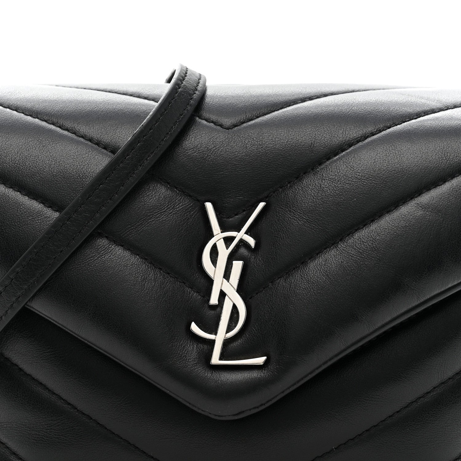 Calfskin Y Quilted Monogram Toy Loulou Crossbody Bag Black
