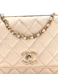 Metallic Lambskin Quilted Trendy CC Wallet On Chain WOC Gold