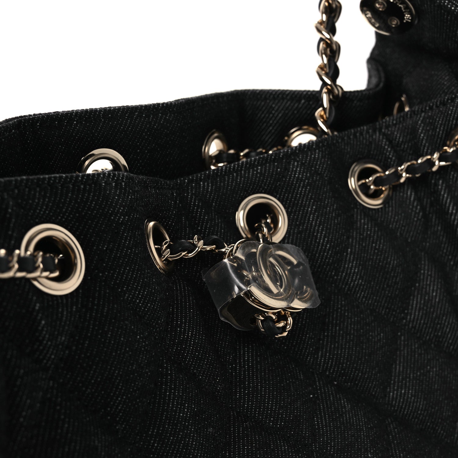 Denim Quilted Mini CHNL 25 Handbag Dark Blue