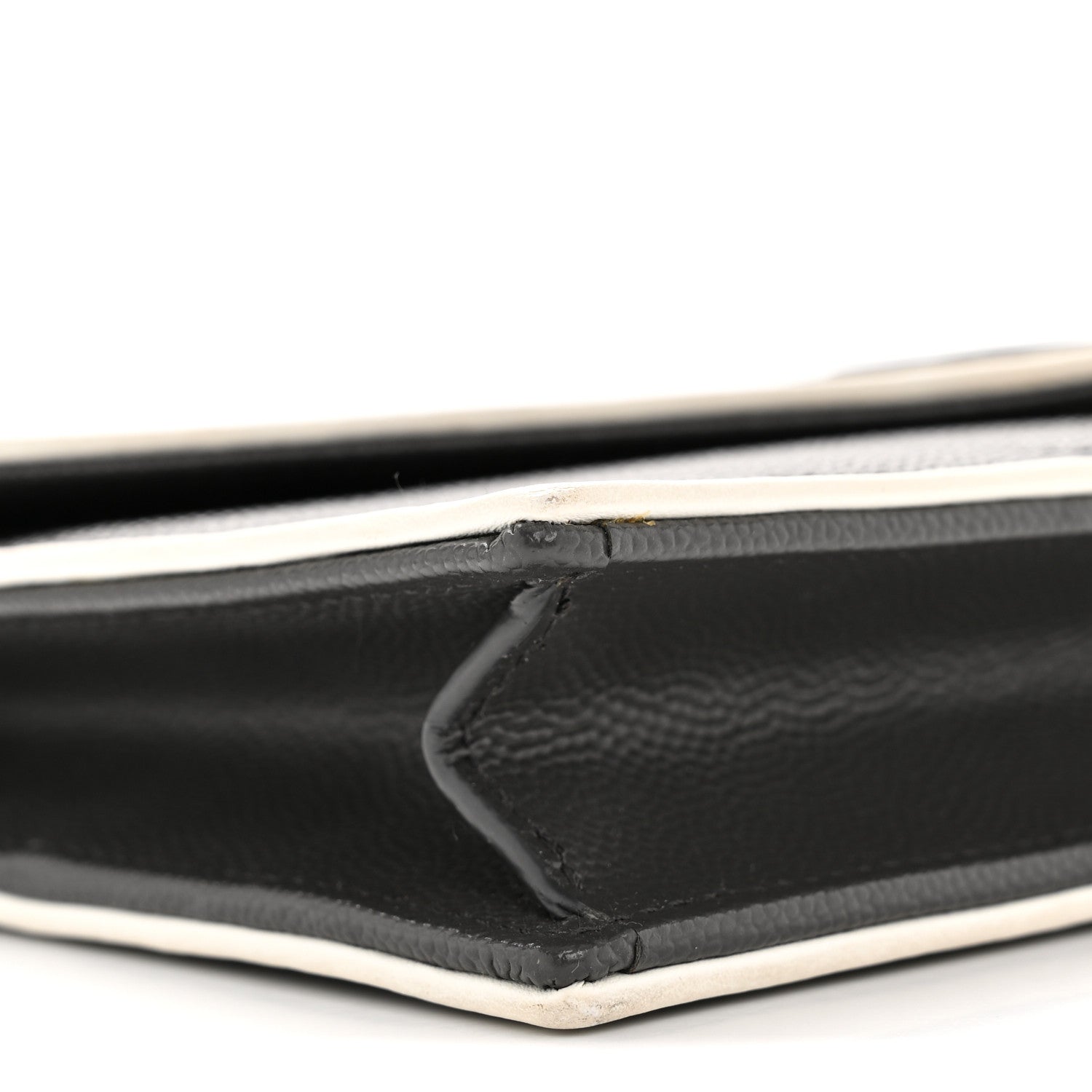 Grain De Poudre Matelasse Chevron Monogram Envelope Chain Wallet Asphalt White