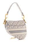 Oblique Embroidered Saddle Bag Gray