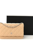Caviar Quilted Wallet on Chain WOC Beige