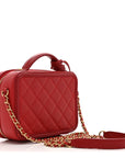 Caviar Quilted Small CC Filigree Vanity Case Red