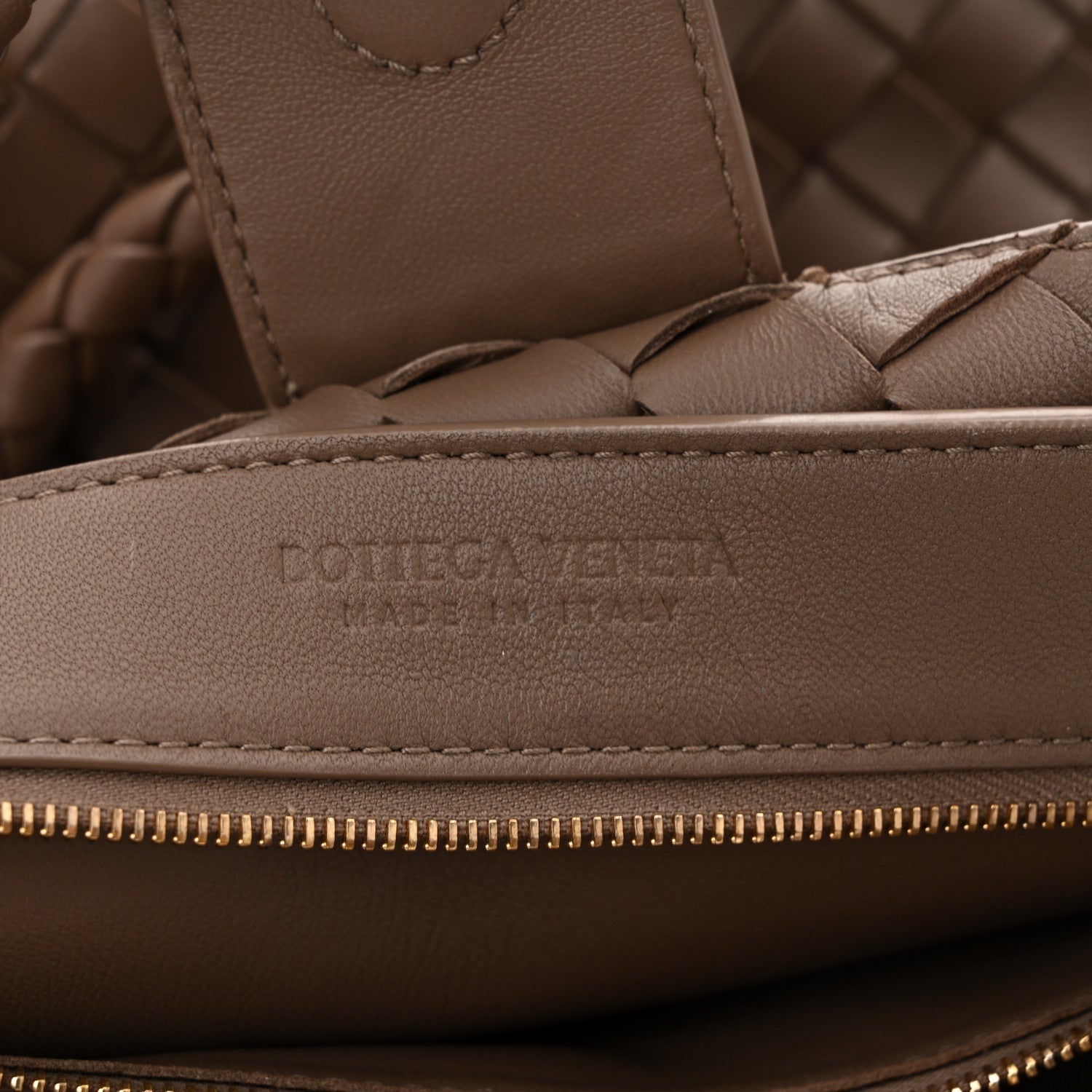 Nappa Intrecciato Medium Andiamo Shoulder Bag Taupe Grey