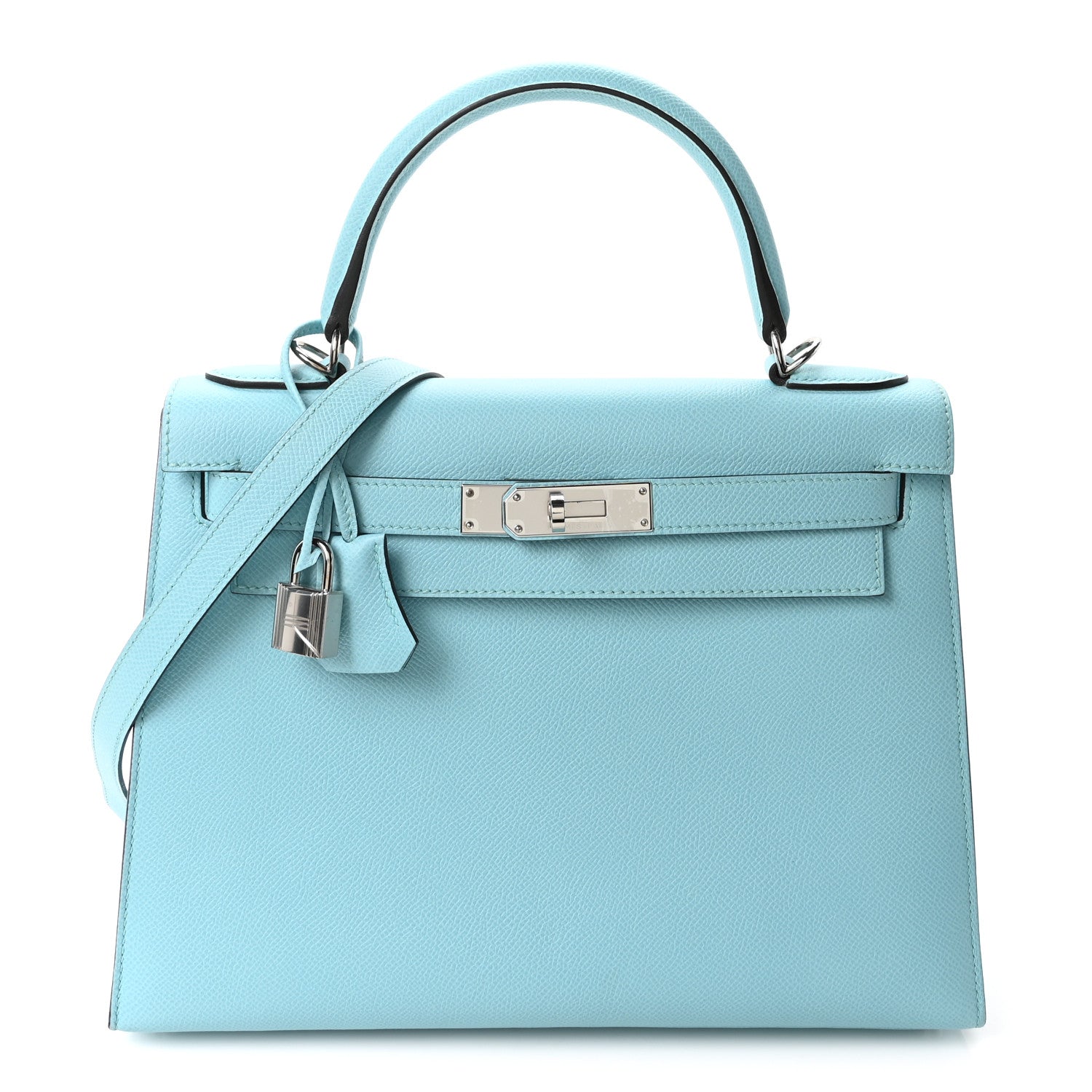 Madame Calfskin Kelly Sellier 25 Bleu Du Nord
