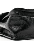 Crinkled Calfskin Matelasse Monogram Medium Niki Chain Satchel Black