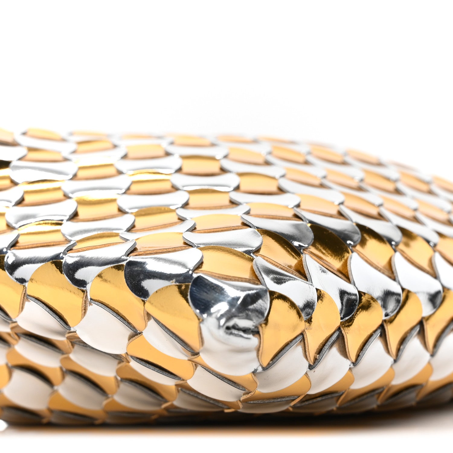 Metallic Lambskin Intrecciato Mini Hop Silver Gold