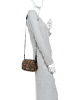 Vitello Dolce F is FNDI FF Embossed Micro Double Baguette Tobacco Black