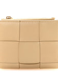 Nappa Maxi Intrecciato Small Bi-Fold Zip Wallet Porridge