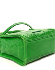 Shiny Crinkled Calfskin Mini The Tote Bag Fern Green