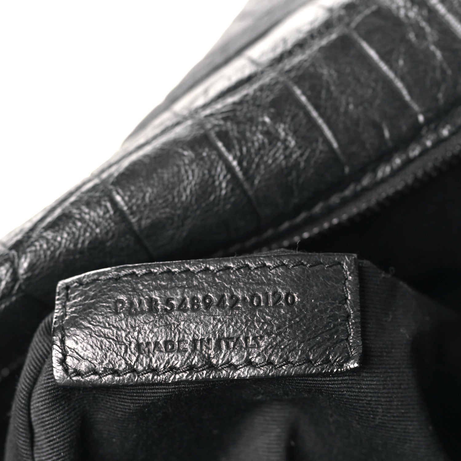 Crocodile Embossed Lambskin Monogram Medium Niki Chain Satchel Black