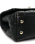 Goatskin Quilted Rainbow Extra Mini Coco Handle Flap Black