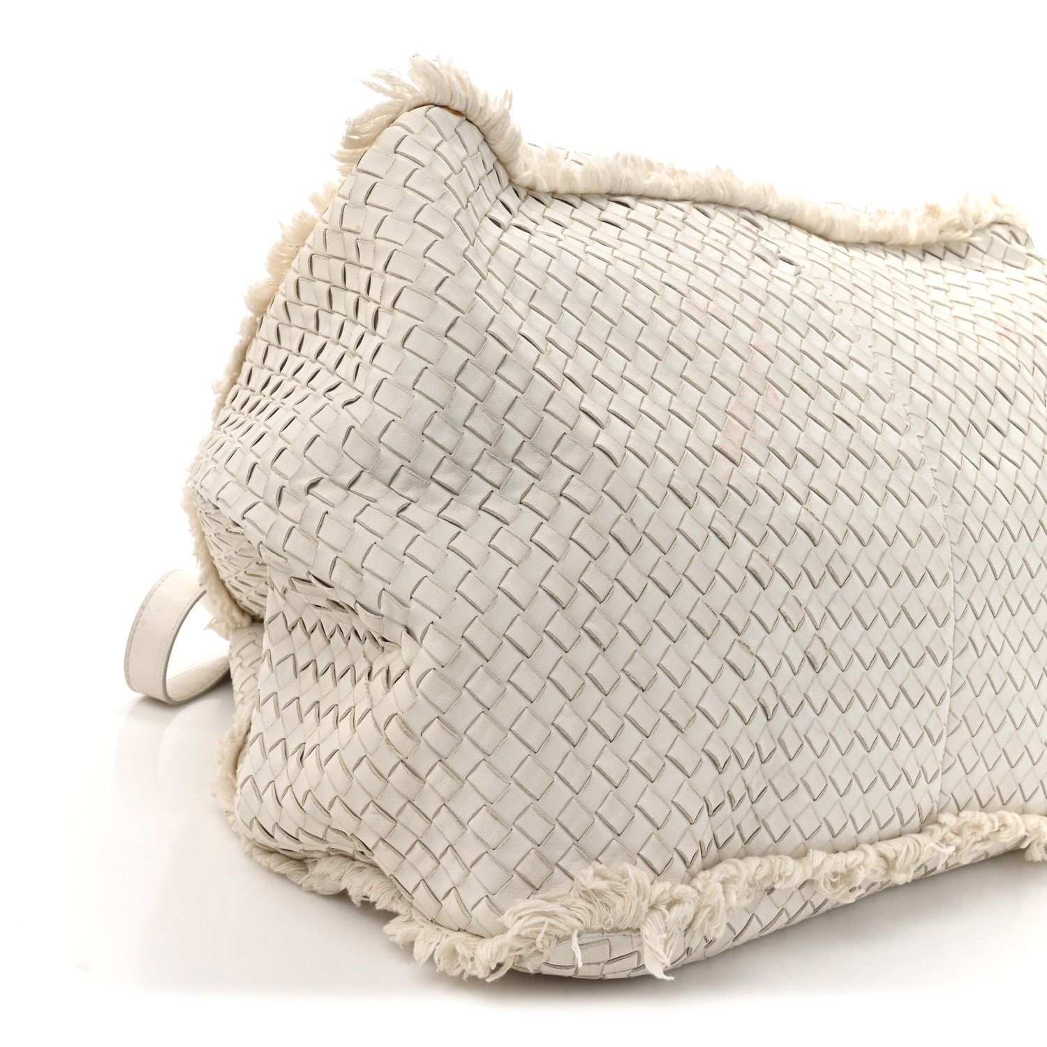 Nappa Intrecciato Canvas Fringe Maltinto Tote White