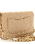 Caviar Quilted Wallet on Chain WOC Beige