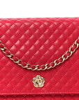 Lambskin Micro Quilted Wallet On Chain WOC Fuchsia
