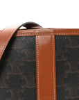 Triomphe Canvas Calfskin Small Bucket Bag Tan