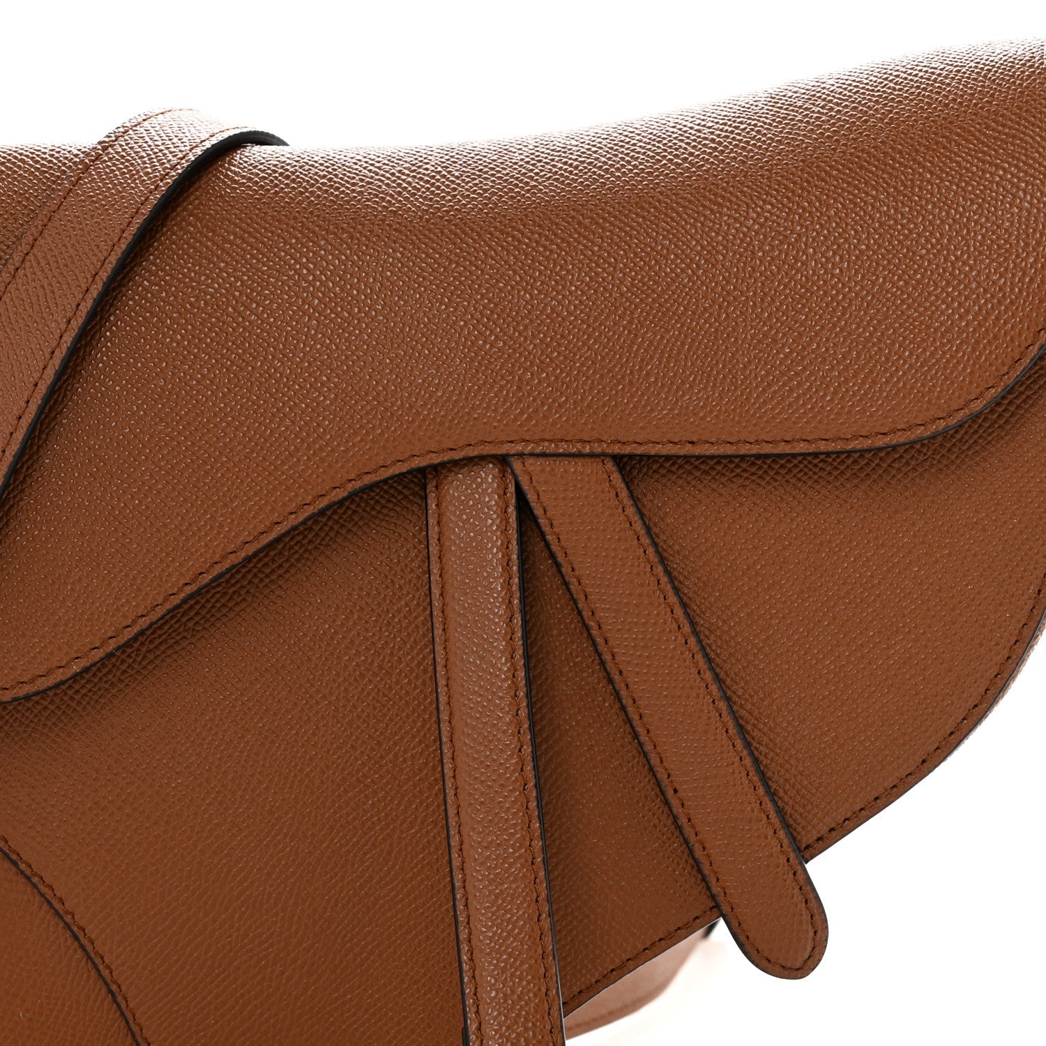 Grained Calfskin Saddle Bag With Strap Camello