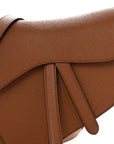 Grained Calfskin Saddle Bag With Strap Camello